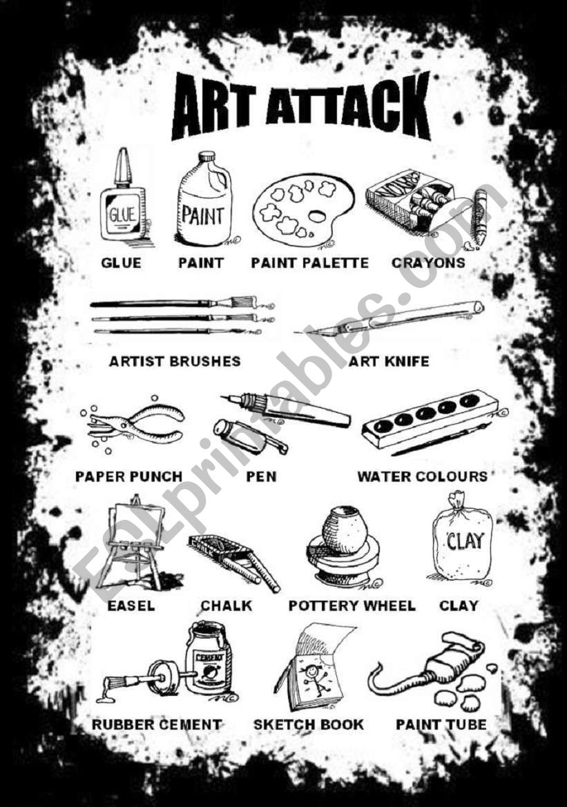 ART ATTACK PICTIONARY I worksheet