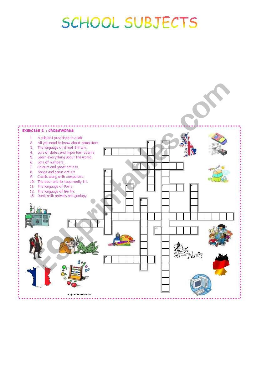 School Subjects part 2/3 worksheet