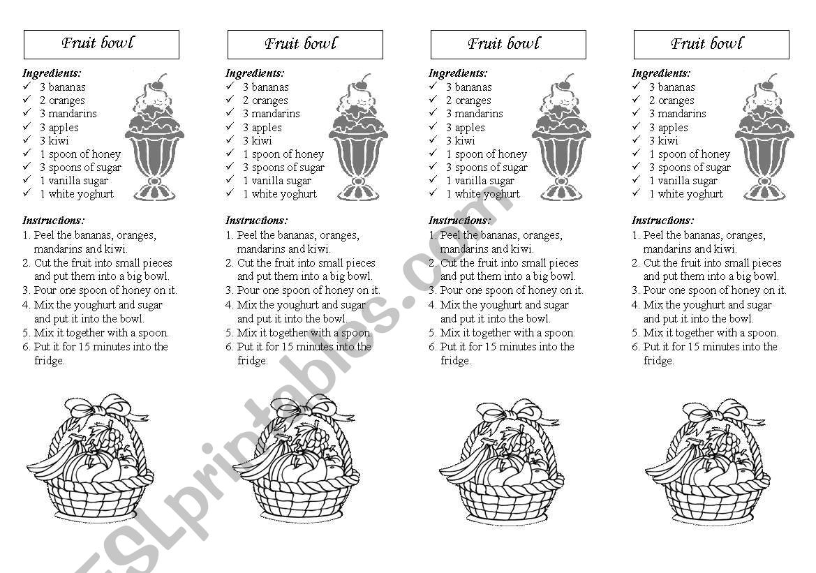 Fruit Bowl Recipe worksheet