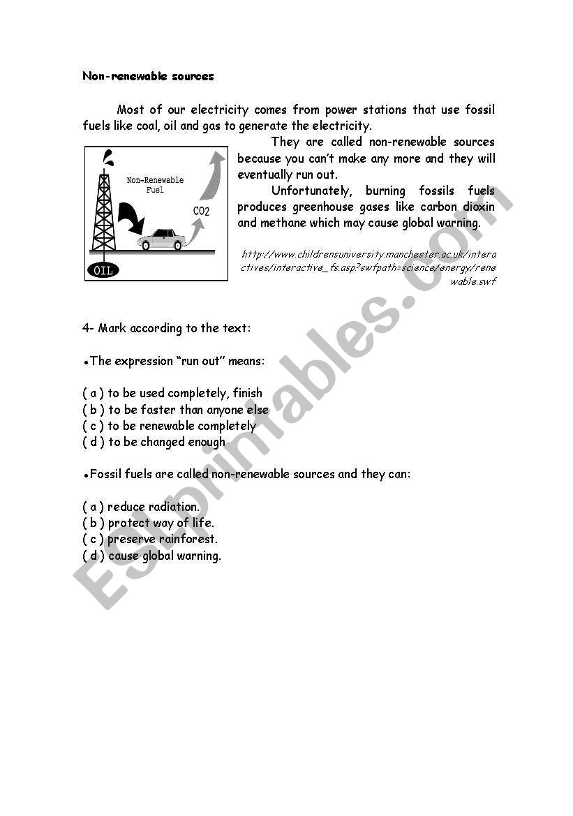 non renewable sources  - fuel oil