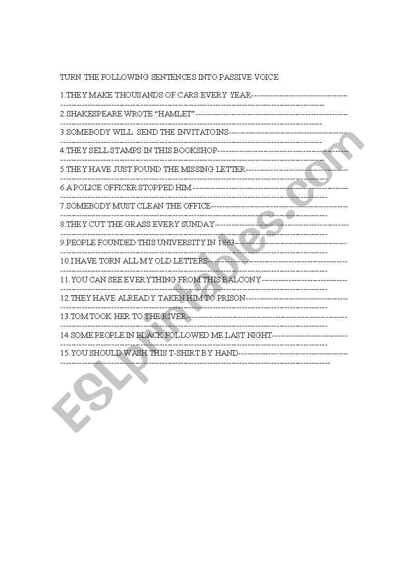 PASSIVE VOICE MIXED EXERCISE worksheet