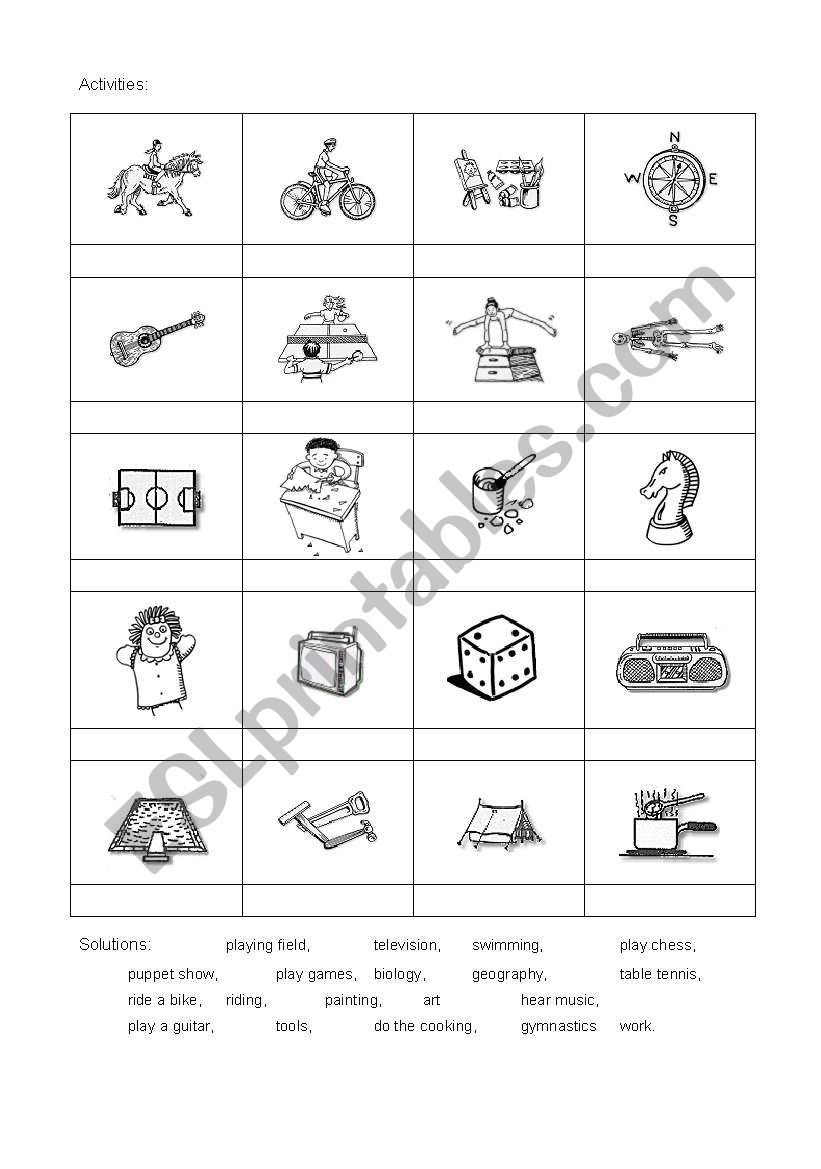 Activities worksheet