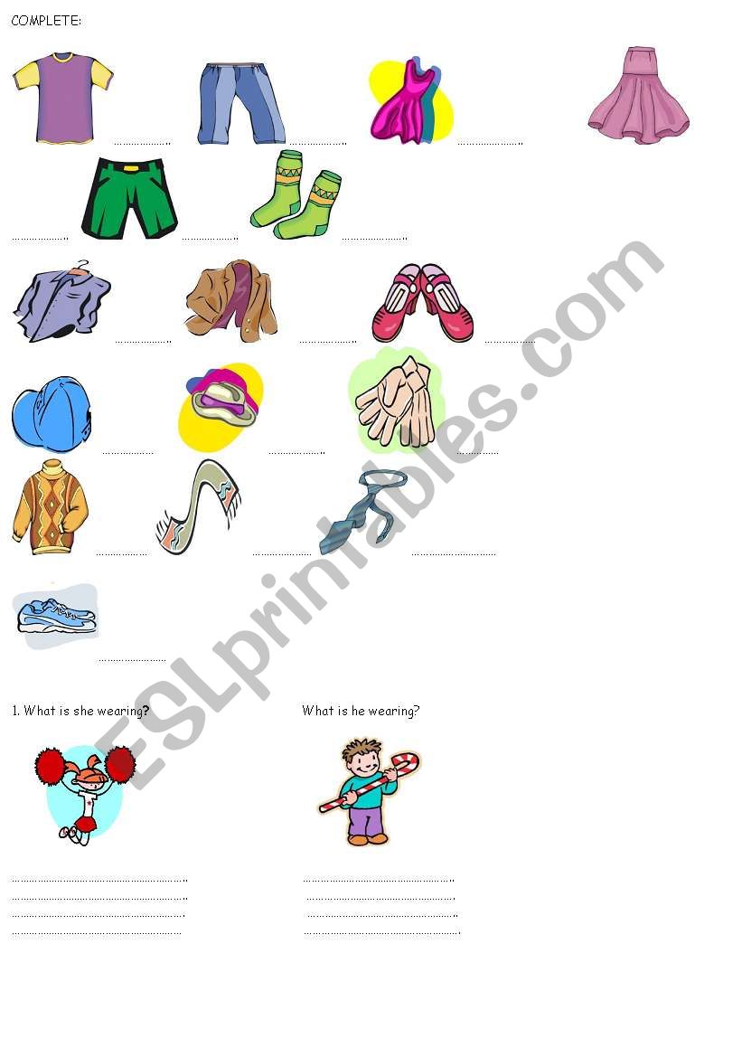 clothes worksheet