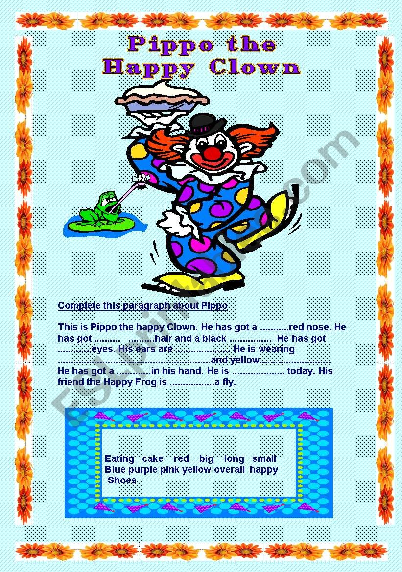 Pippo the Clown worksheet