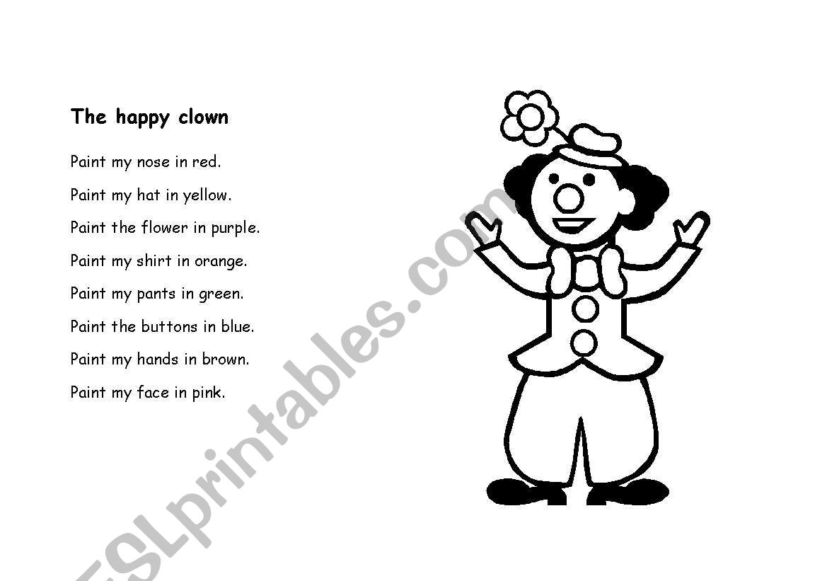 An activity for a very colorful Purim - the happy clown
