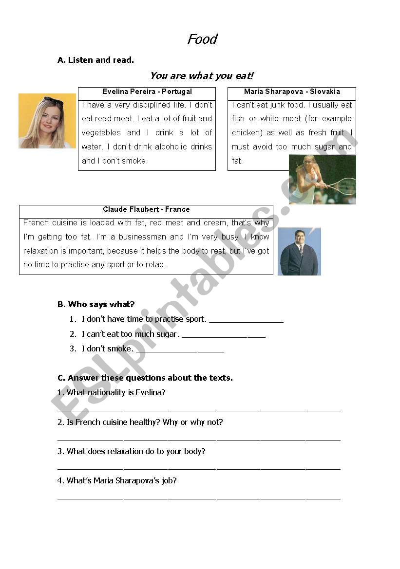 Food / Healthy habits  worksheet