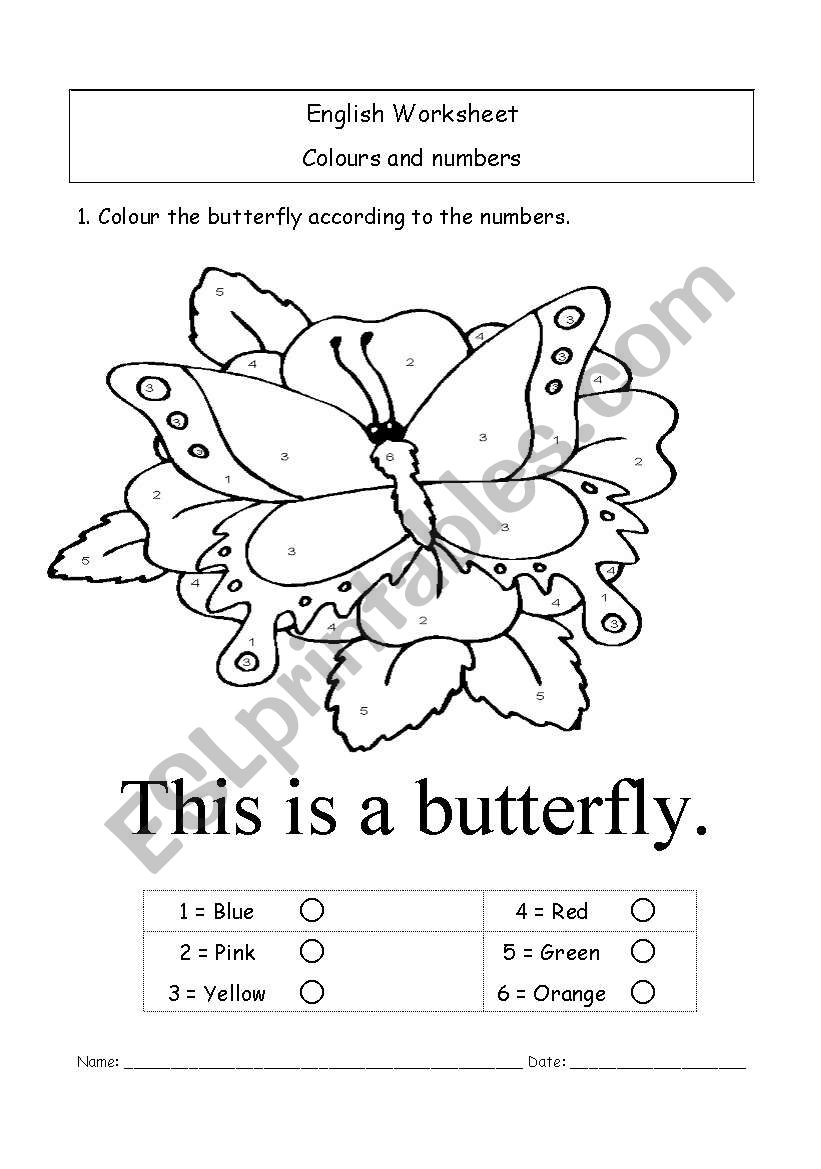 Colour by number worksheet