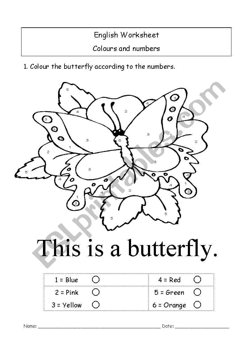 Colour by number worksheet