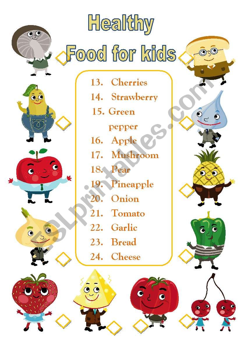 Healthy Food for Kids+ B&W version.