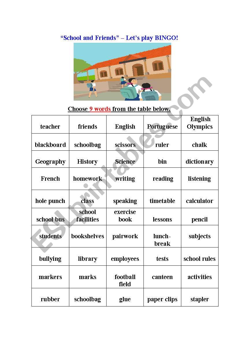 School and Friends worksheet