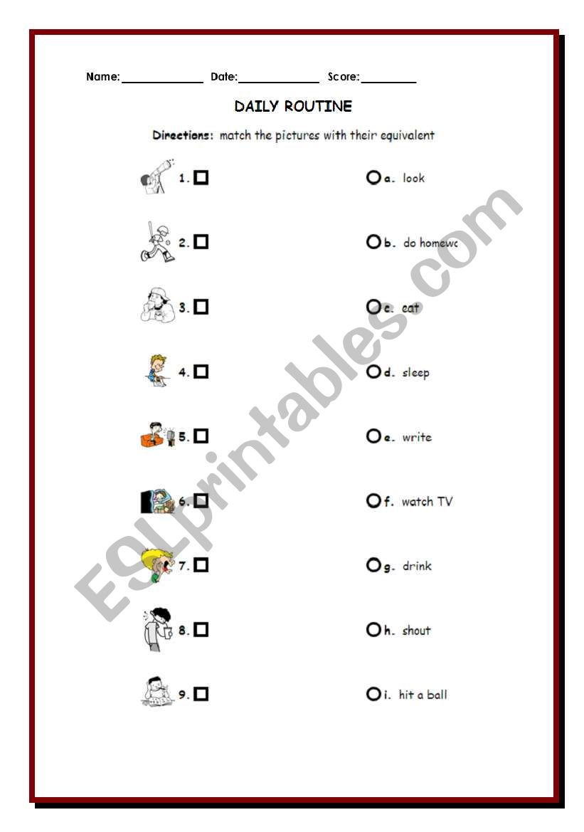 Daily Activities - Match the pictures