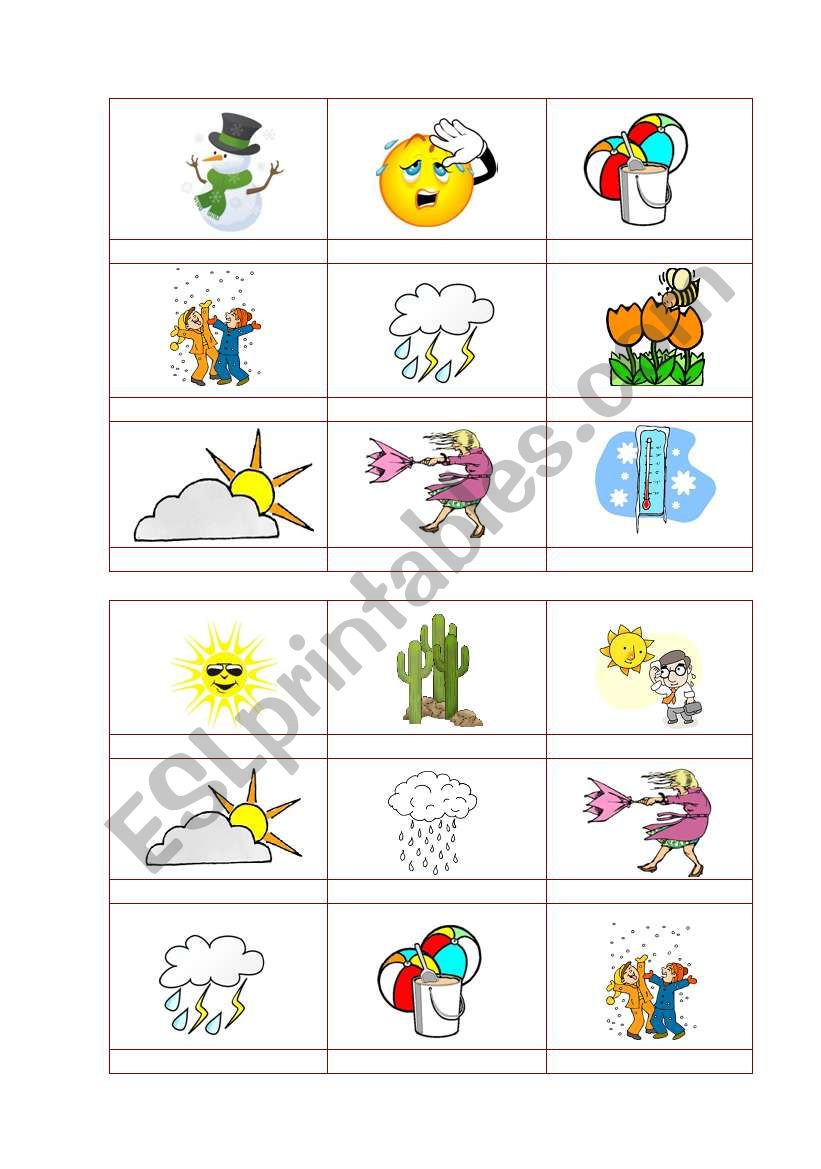 Bingo- weather worksheet