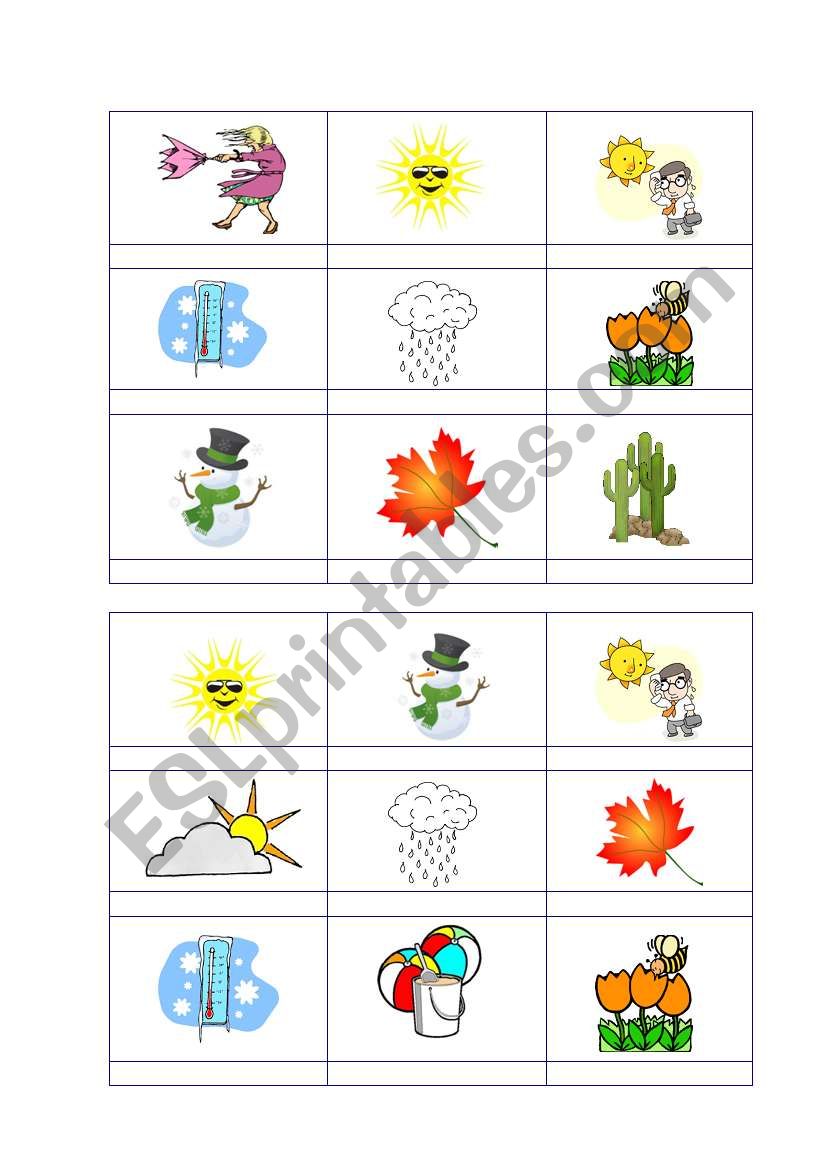 bingo-weather2 worksheet