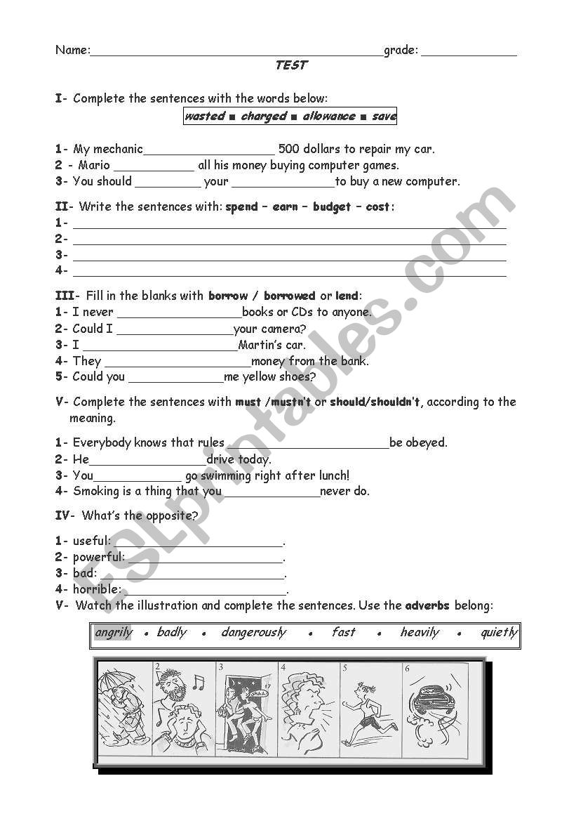 English Test worksheet