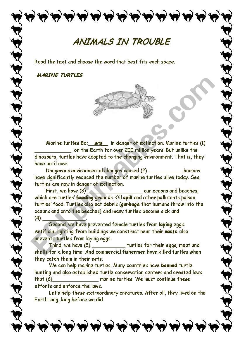  Animals in trouble worksheet