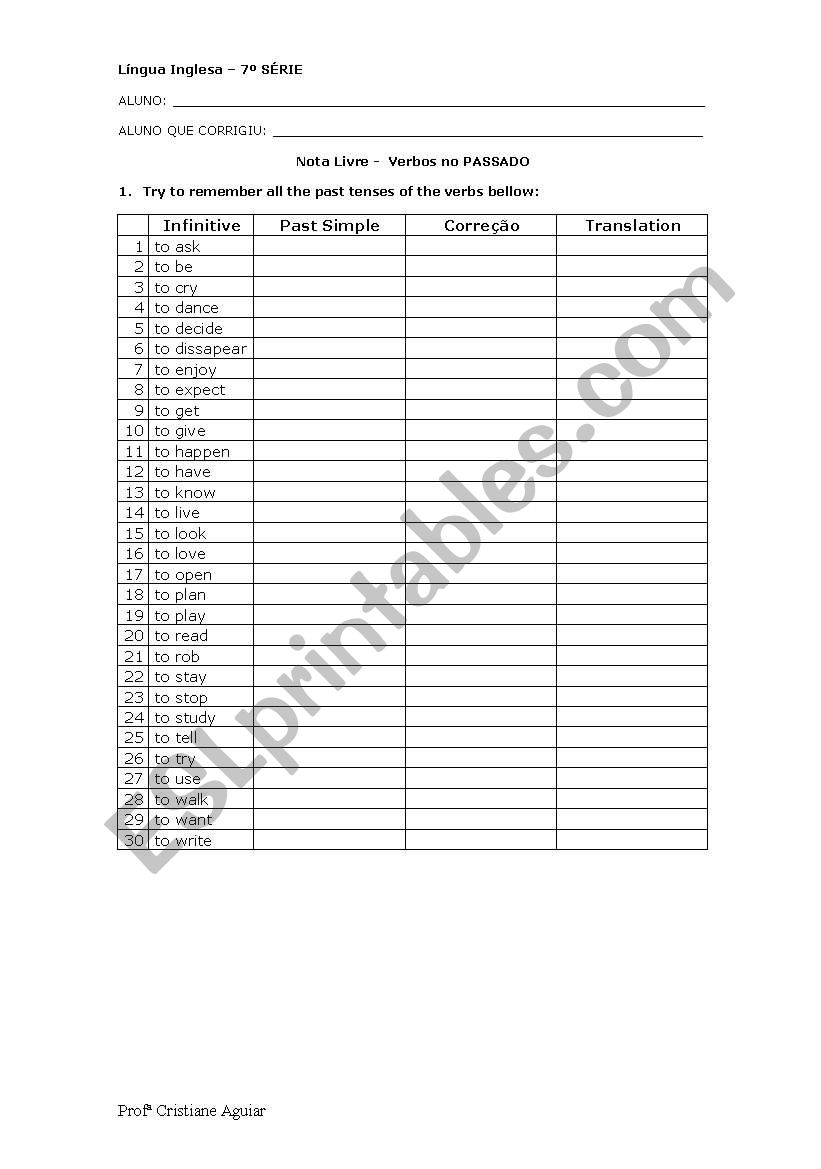 Past Tense worksheet