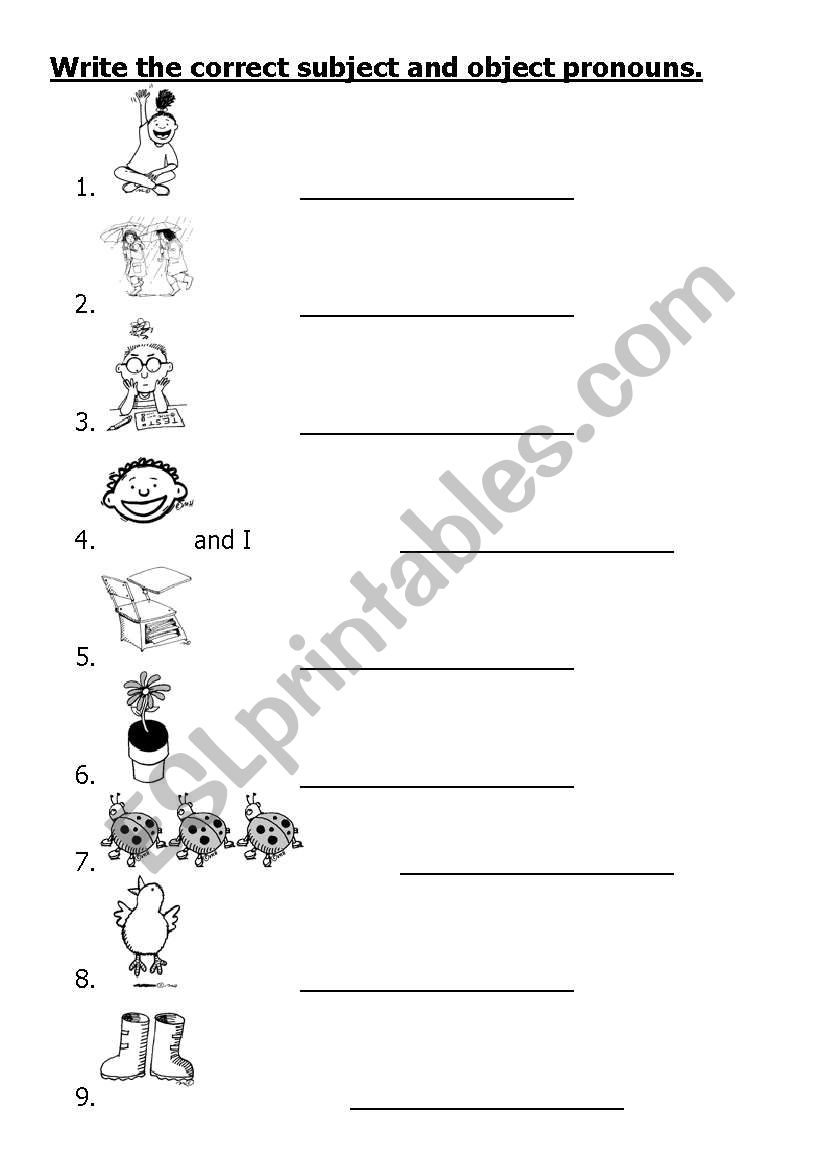 Subject Pronoun worksheet