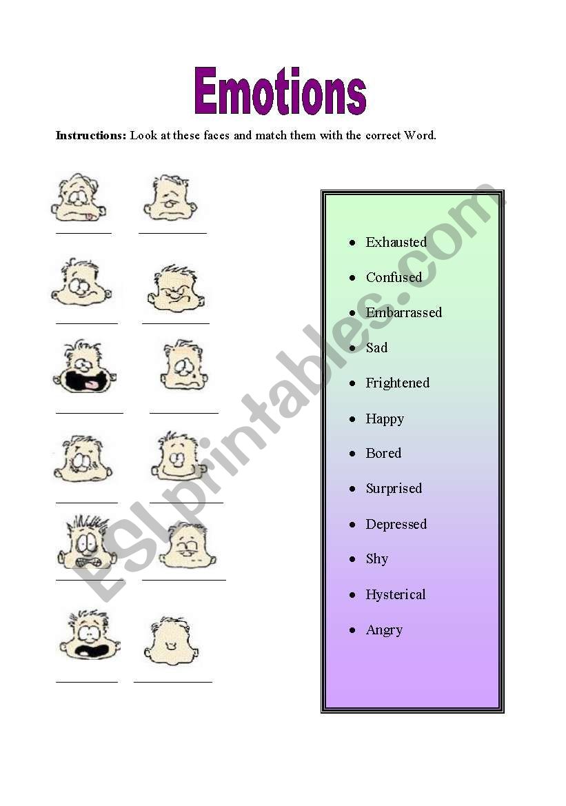 Emotions worksheet