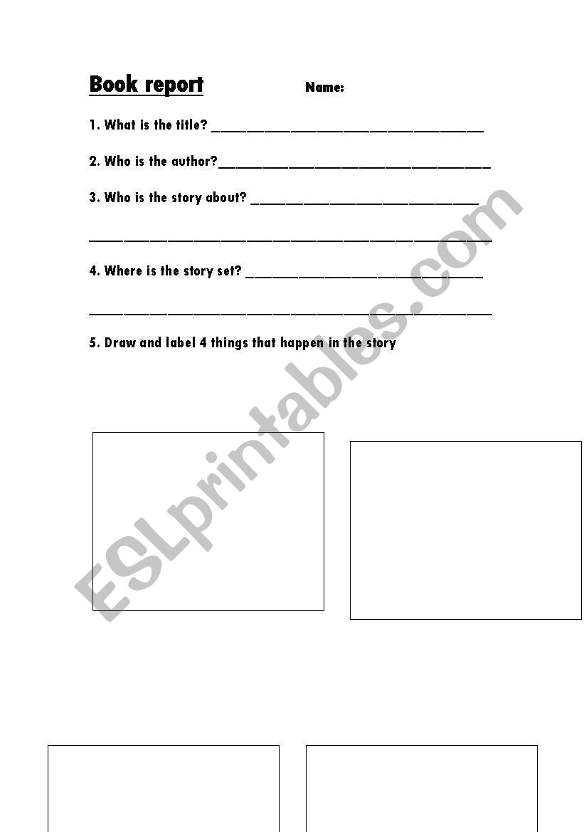 Book Report worksheet