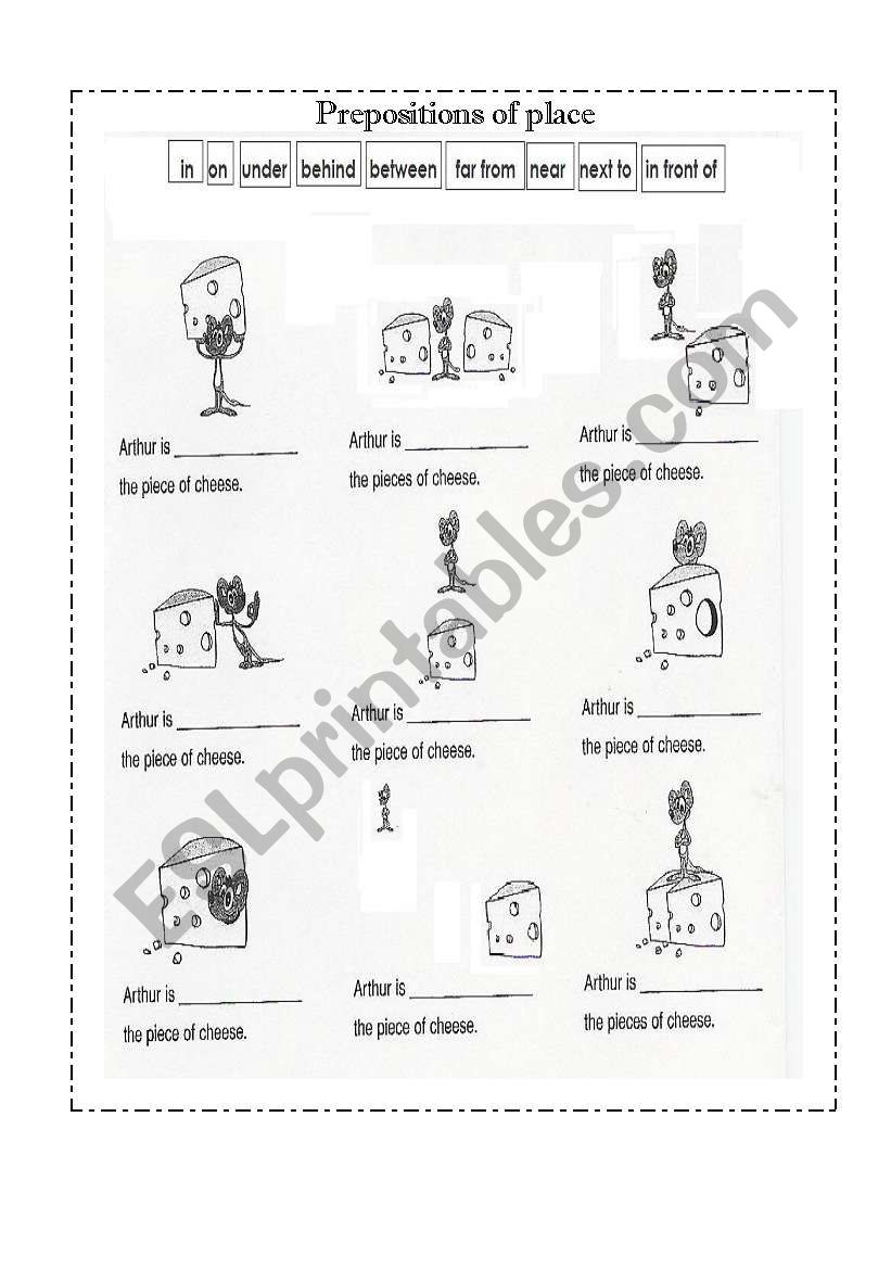 PREPOSITIONS OF PLACE worksheet