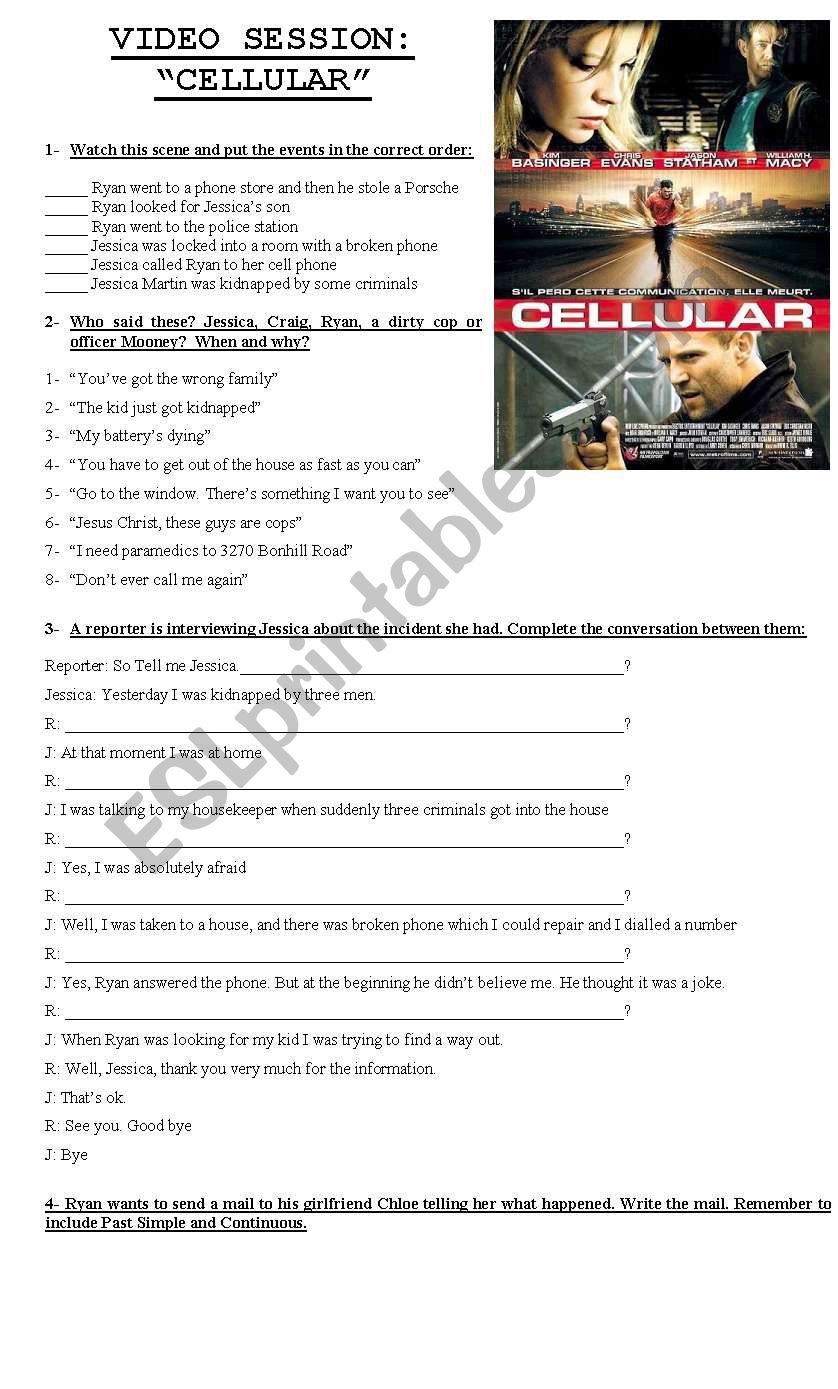 Movie guide Cellular worksheet