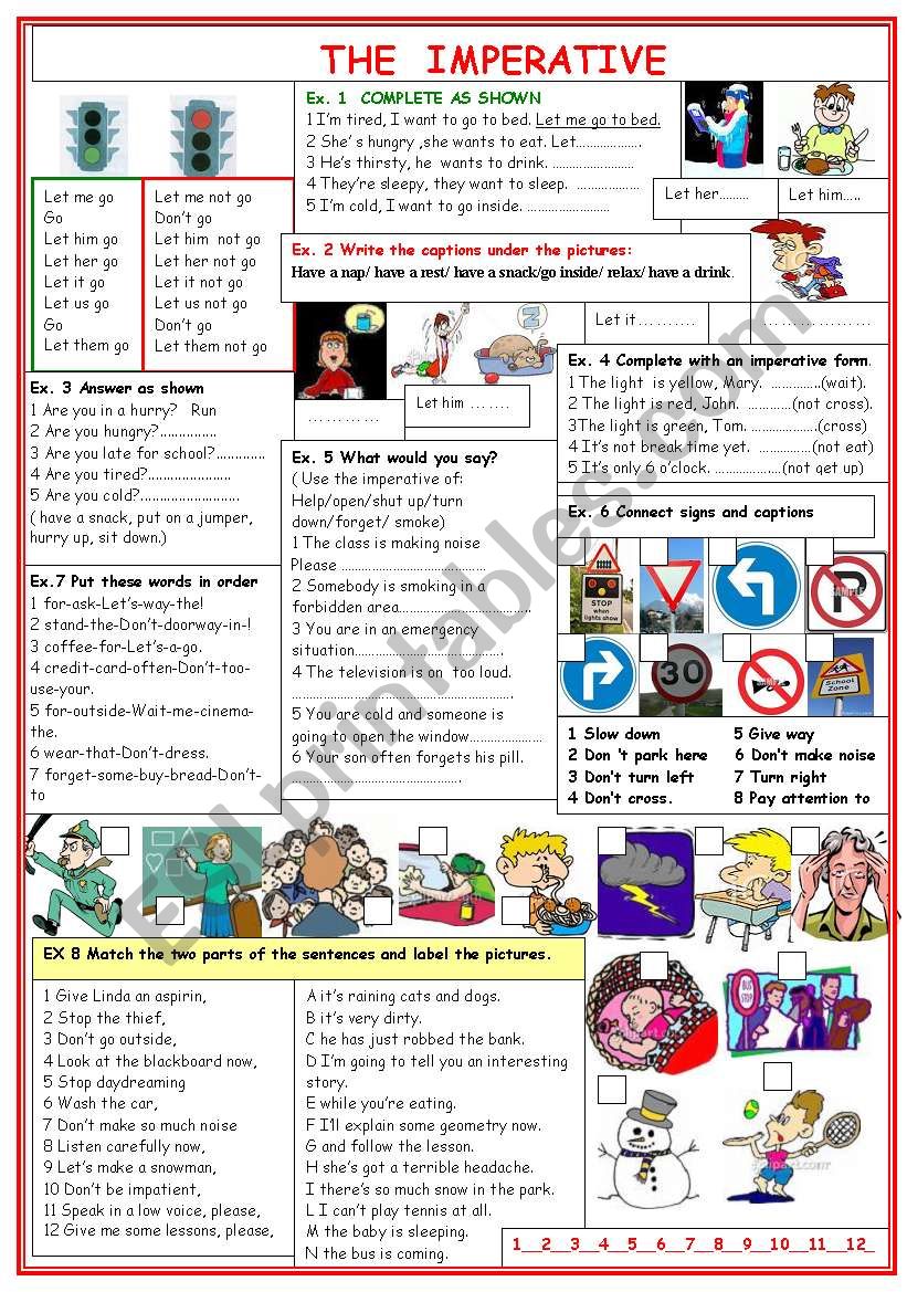 the imperative esl worksheet by lilianarota