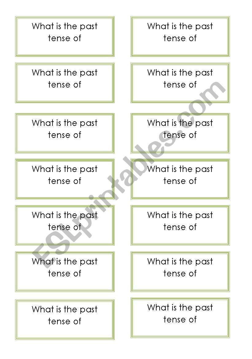 Regular Verbs GAME worksheet