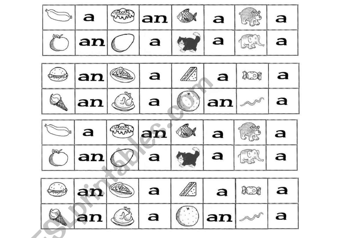 A/An dominoes worksheet