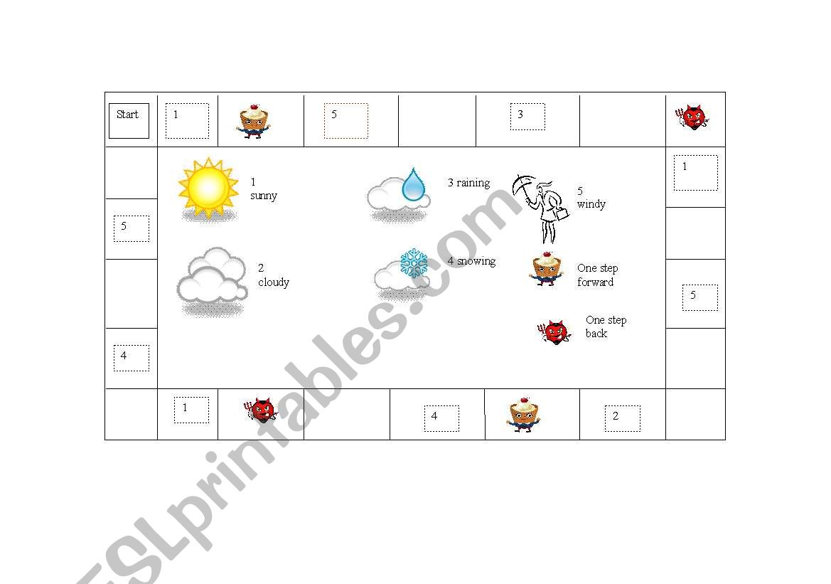 Weather booardgame worksheet