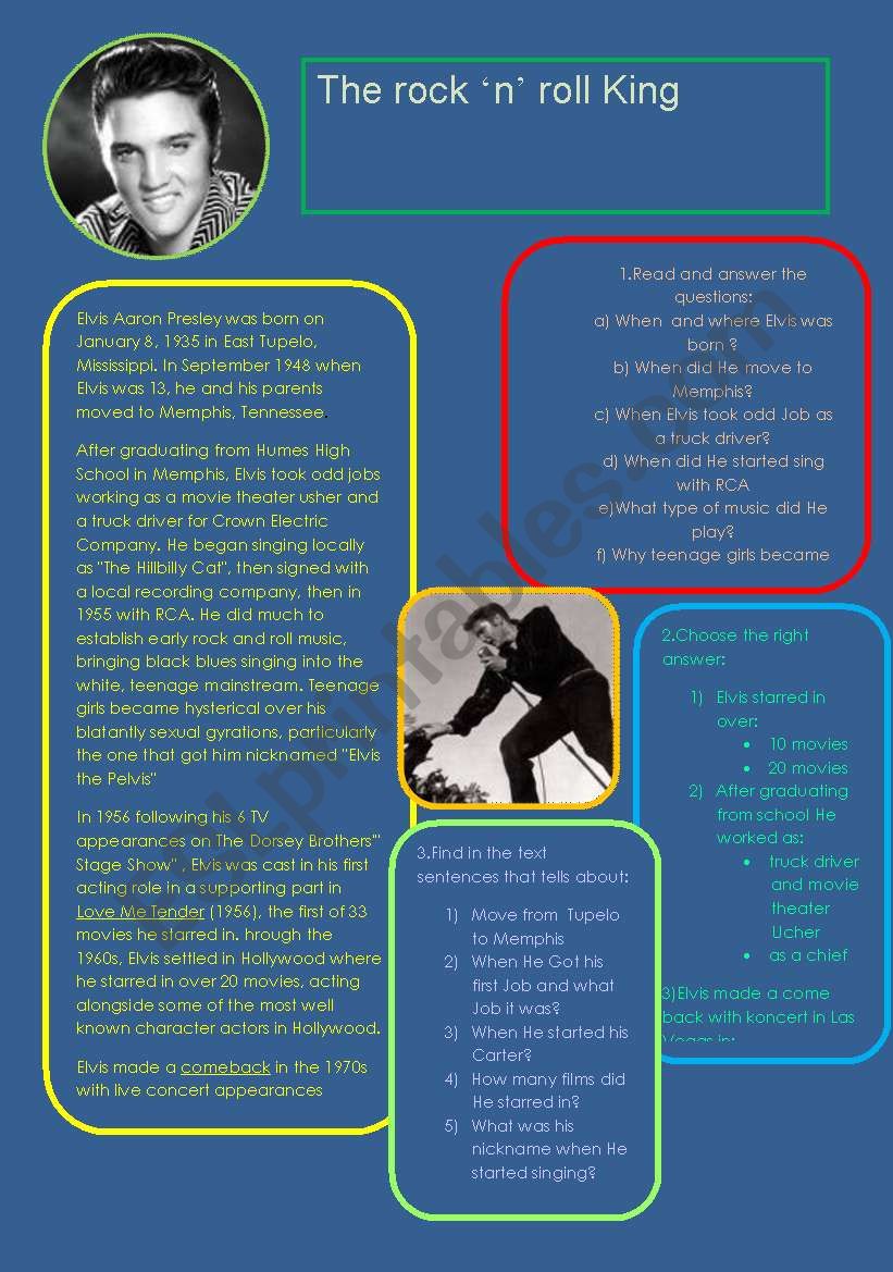 The rock ´n´ roll king worksheet