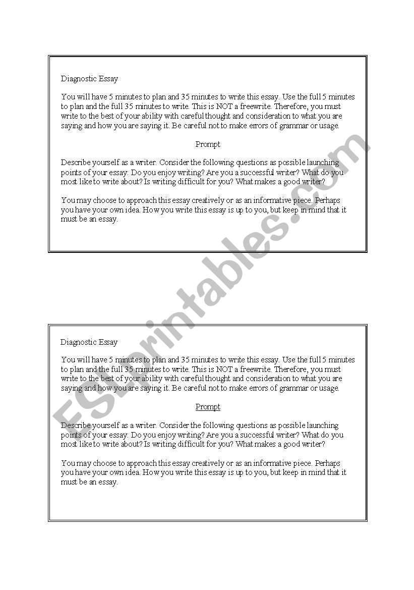 diagnostic essay worksheet