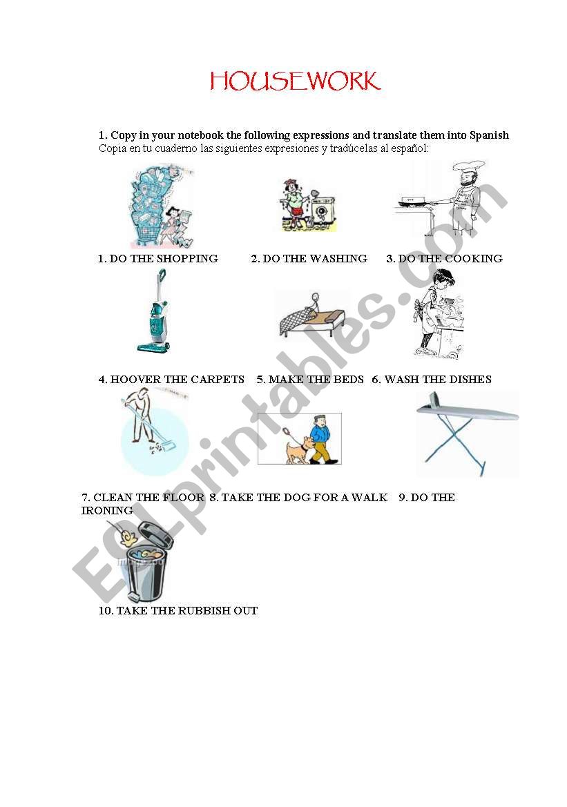 PRESENT SIMPLE PRACTICE WITH HOUSEWORK VOCABULARY_6PAGES