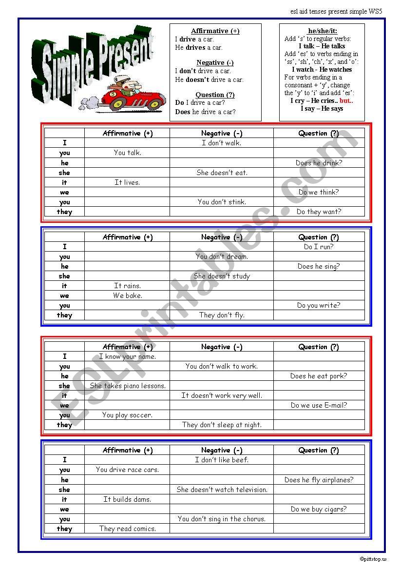 Present Simple Practice Sheet worksheet