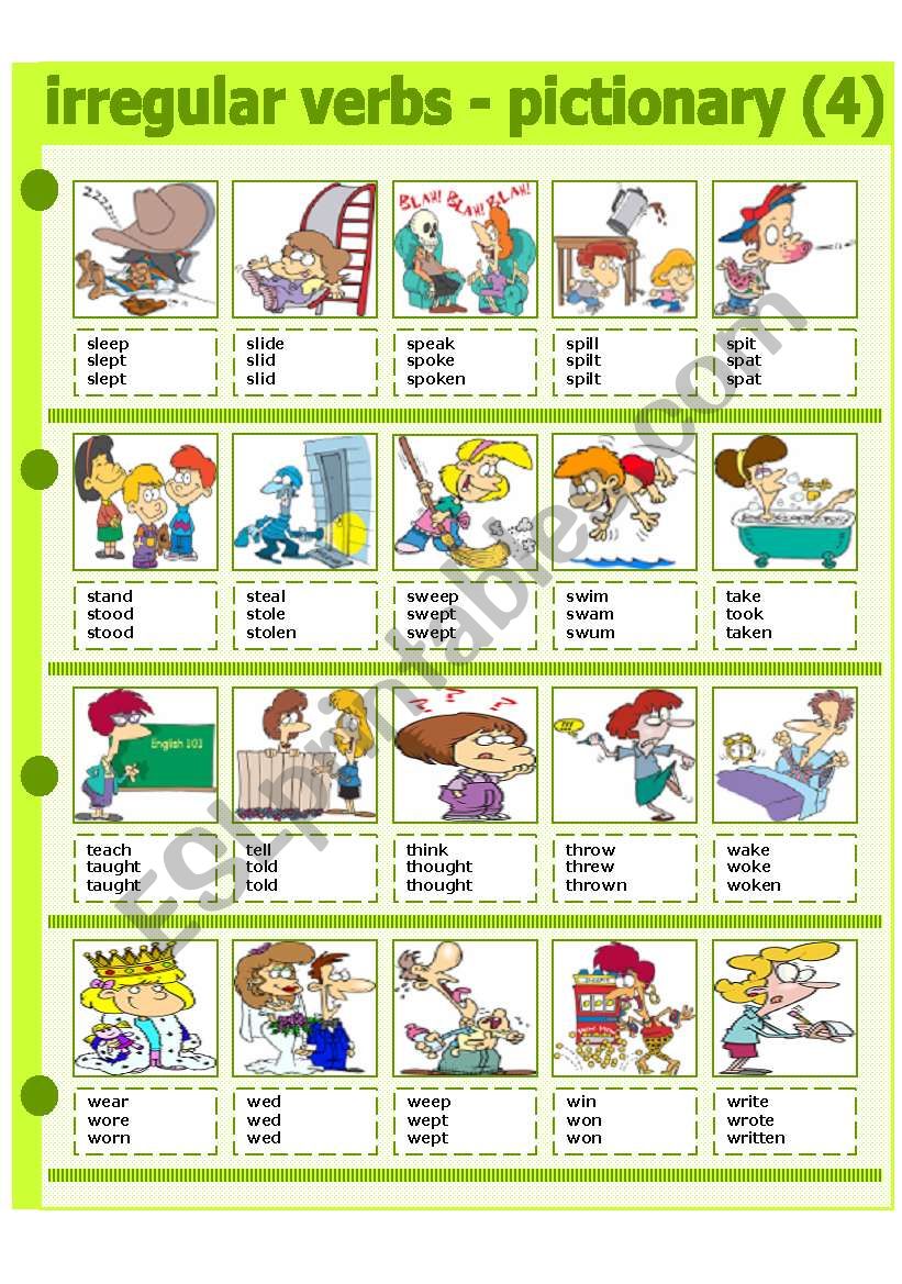 IRREGULAR VERBS - PICTIONARY 4 - PART 4