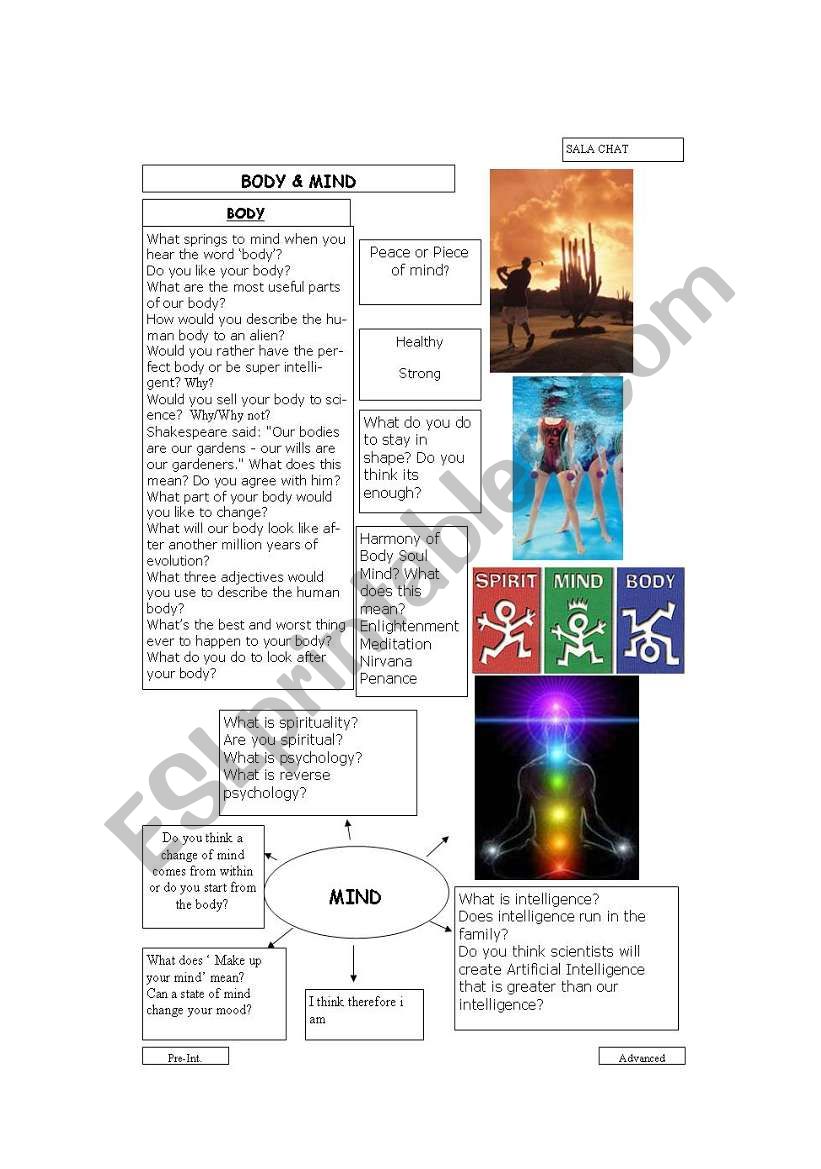 Mind & Body worksheet