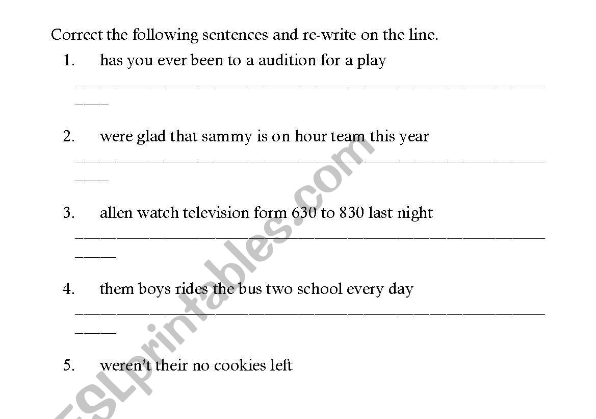 Daily Oral Language worksheet