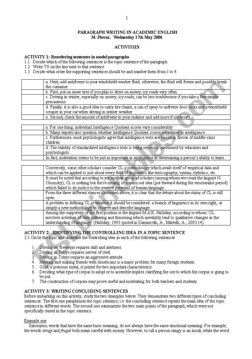 how-to-make-topic-sentences-esl-worksheet-by-whoami