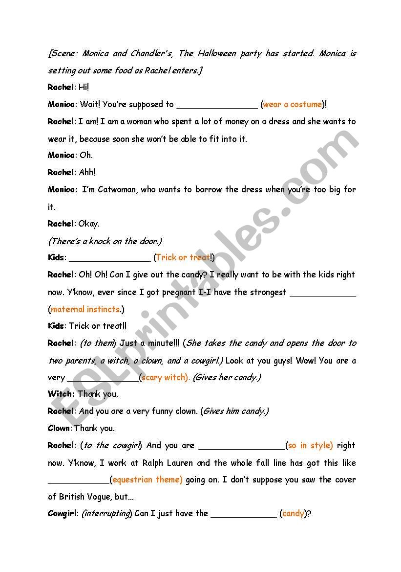 Halloween, Series: FRIENDS (transcript and fill in text)