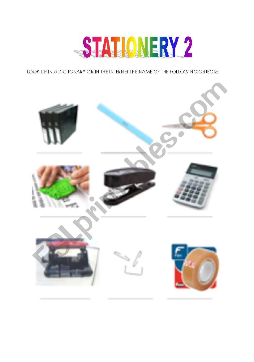 Stationery 2 worksheet