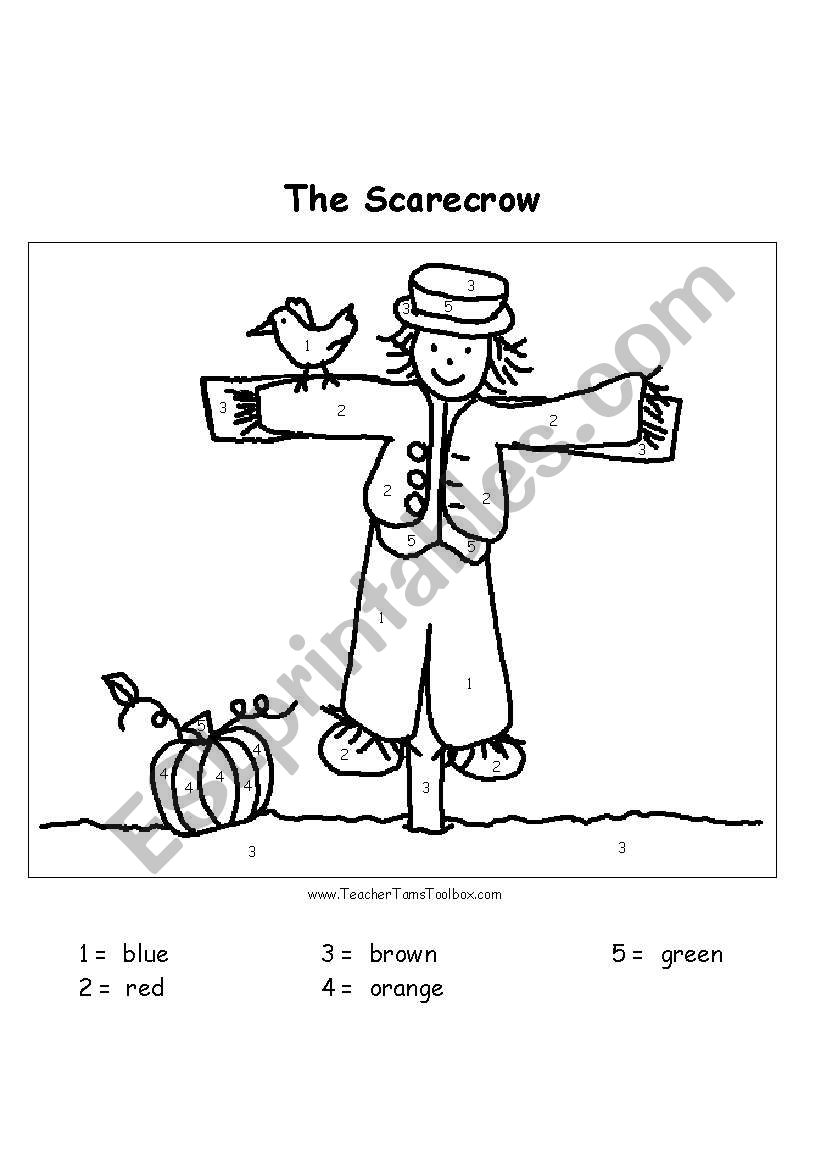 Scarecrow Coloring Page--Learning Color Words