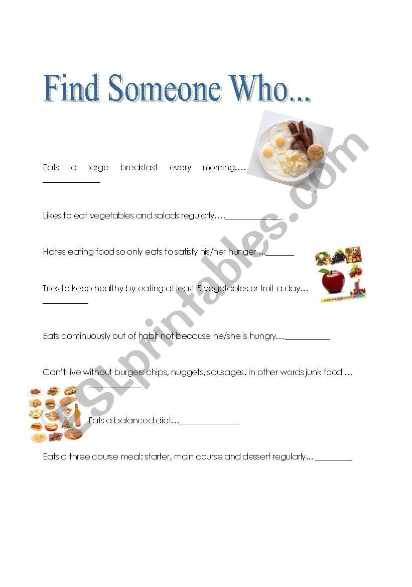 Find Someone Who worksheet
