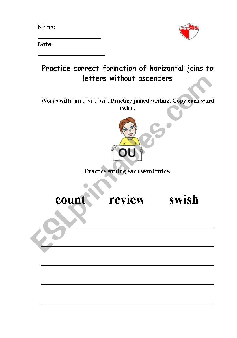 hand writing paper worksheet
