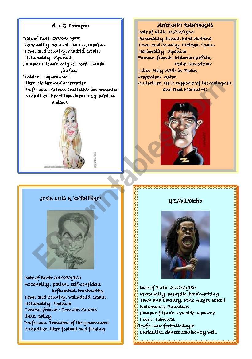 Famous People speaking cards 1
