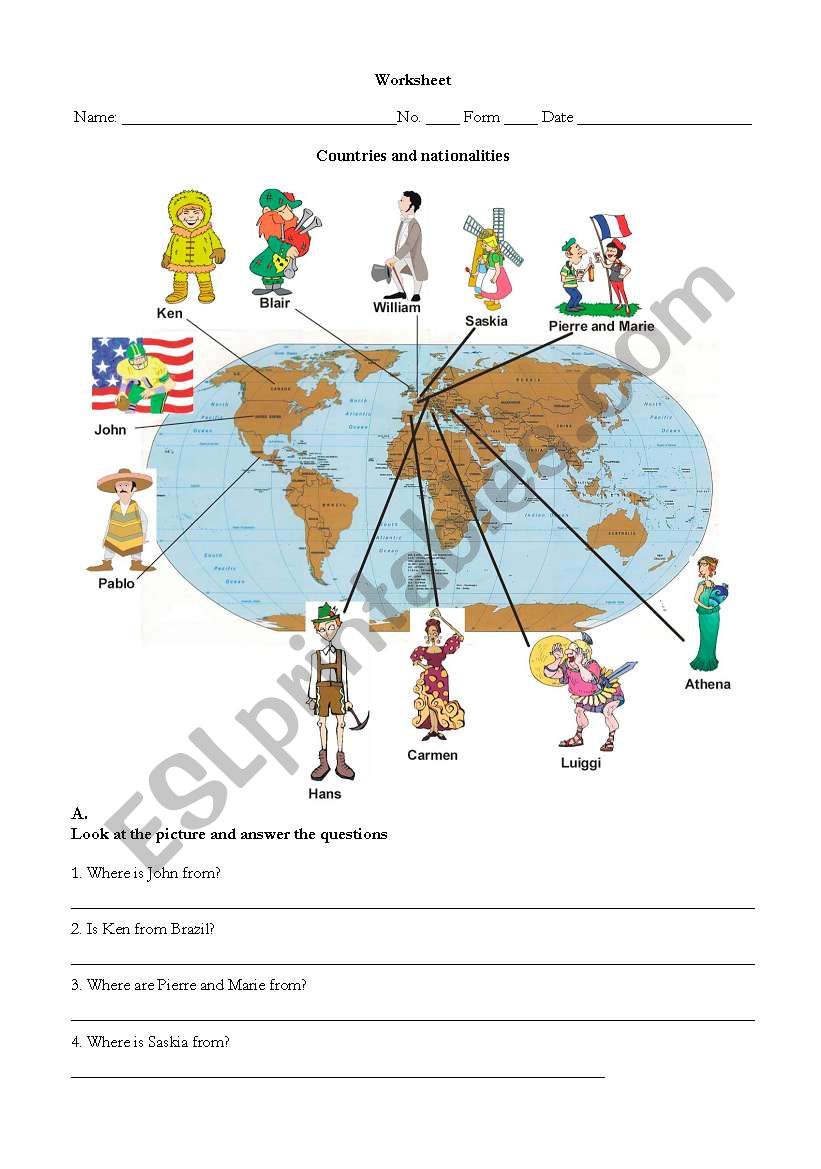 Countries and Nationalities worksheet