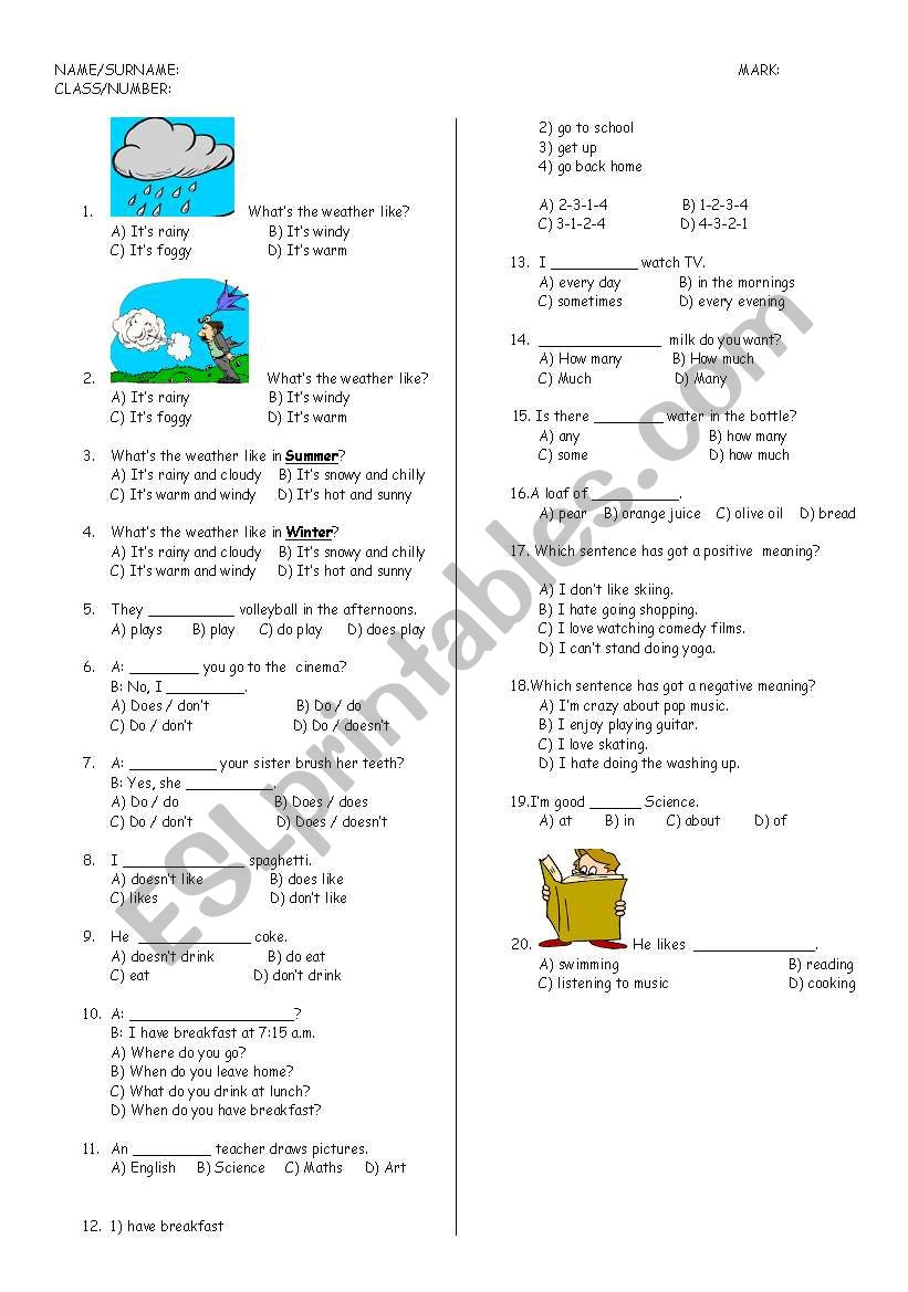 GENERAL TEST worksheet