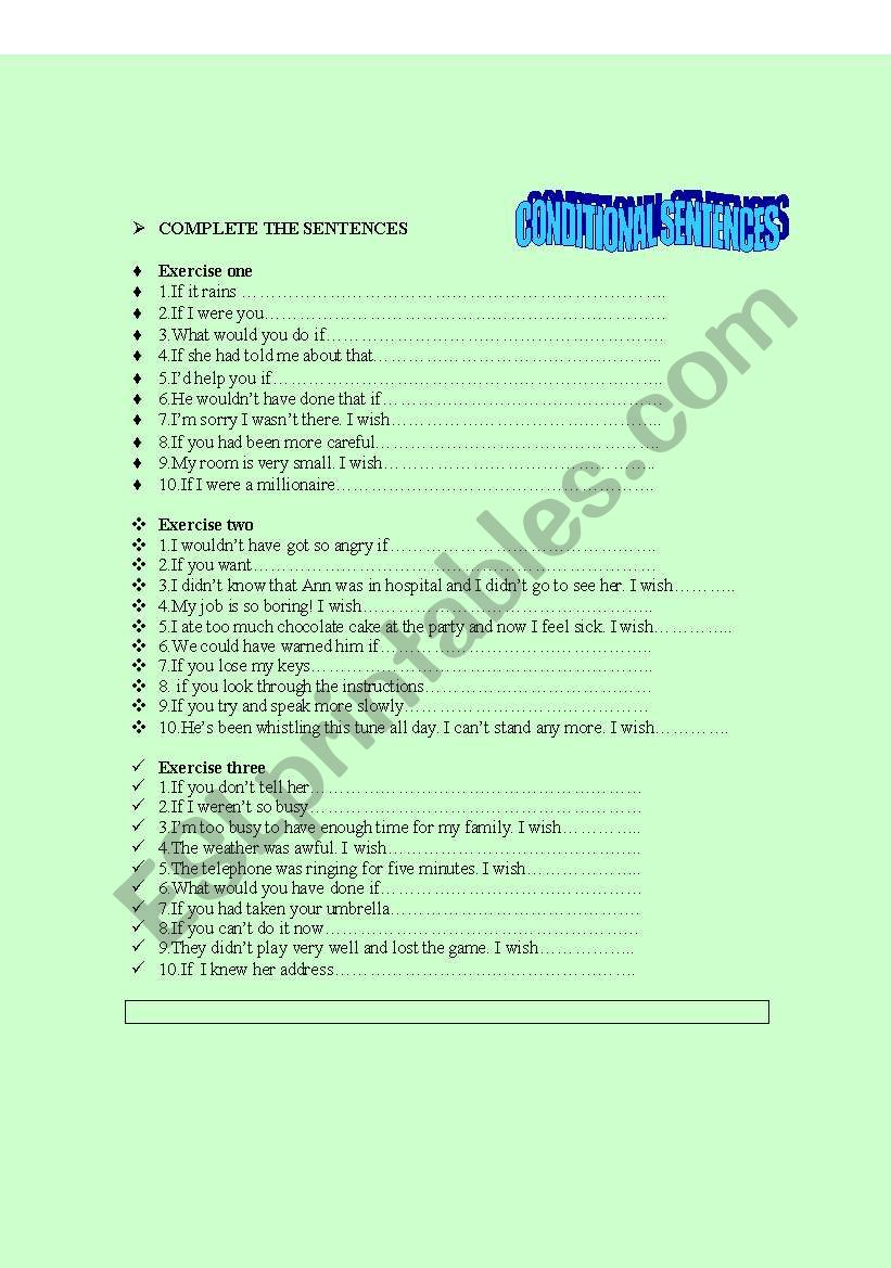 Conditional Sentences worksheet