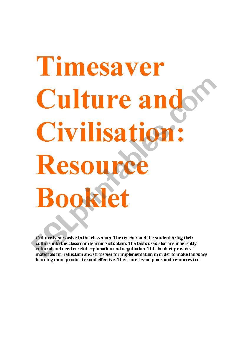 Timesavers Culture and Civilisation Resource Booklet