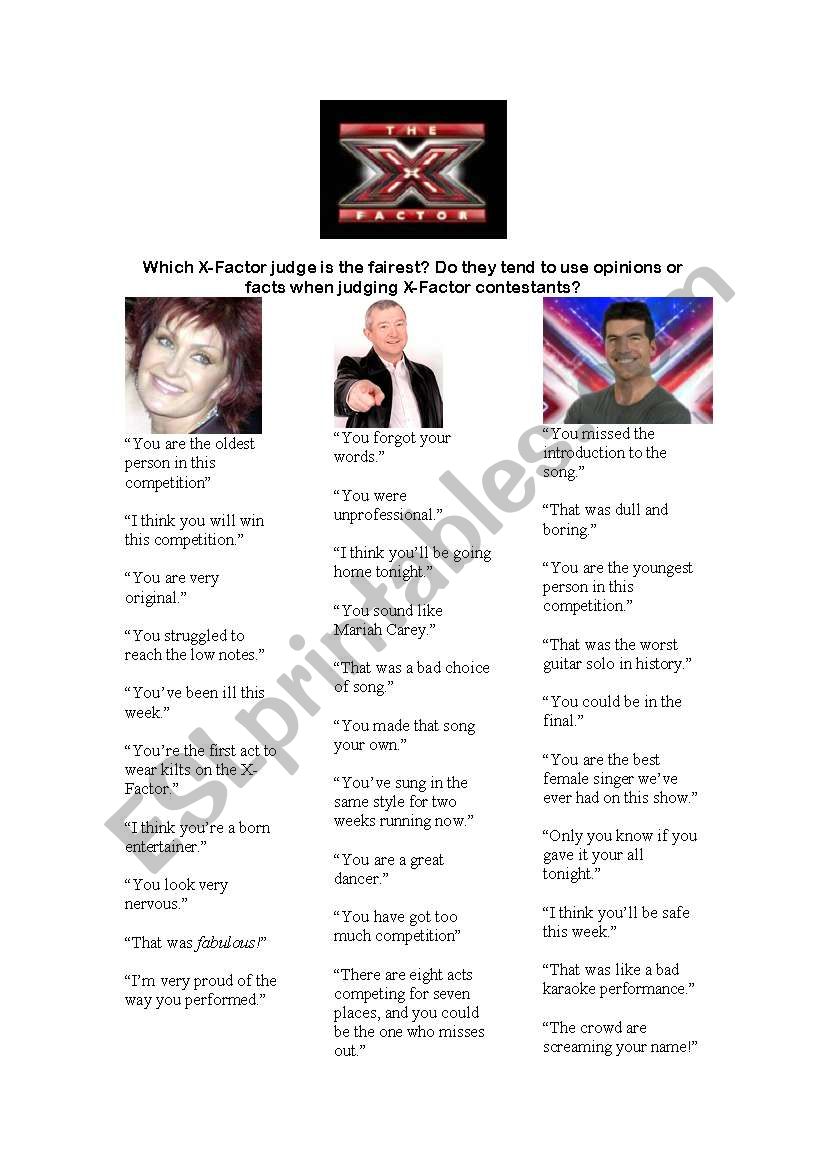 X-Factor worksheet