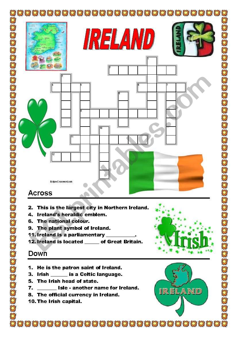 Ireland - crossword worksheet