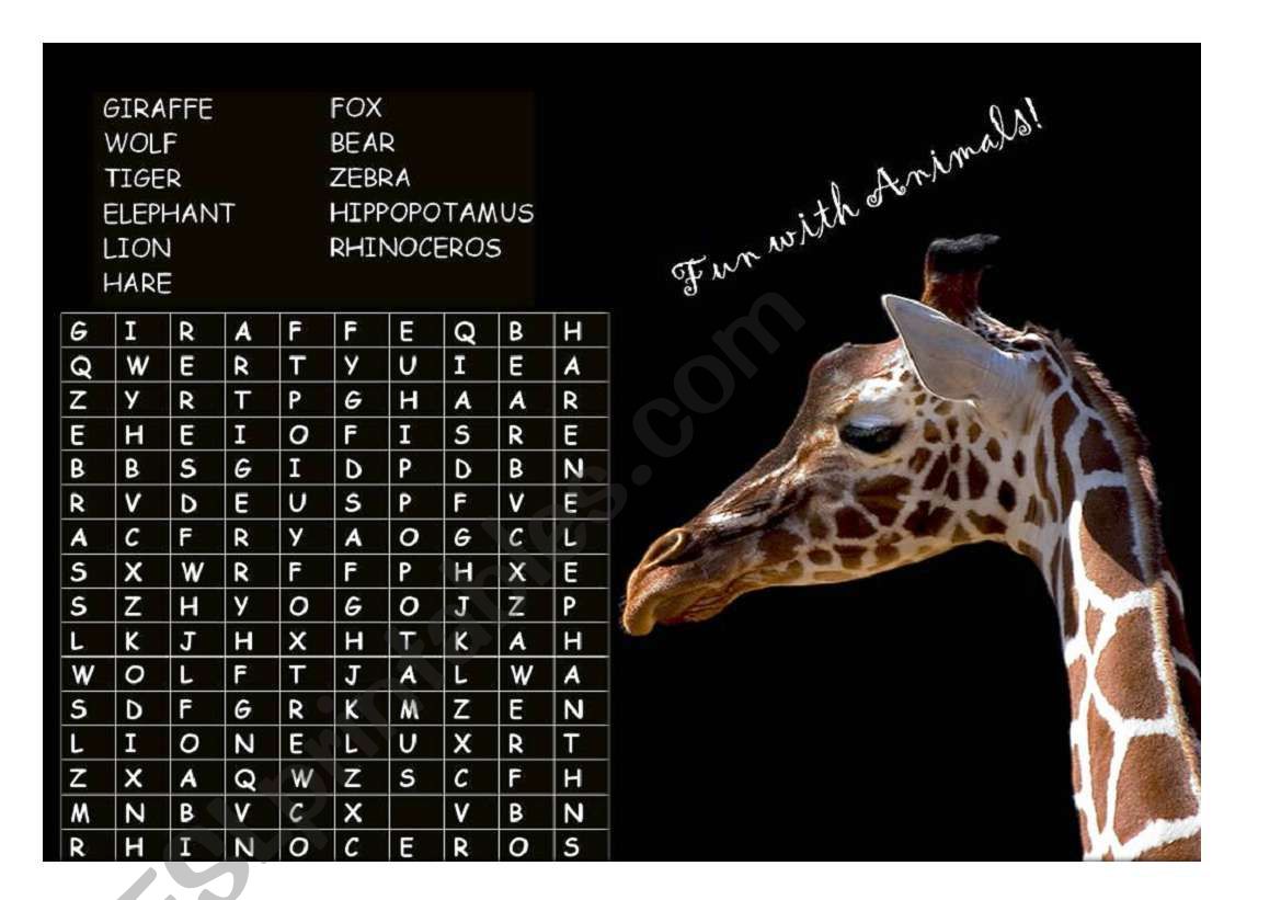 Animals worksheet